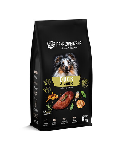 PAKA ZWIERZAKA Seventh Heaven Sausā barība Pīle ar ābolu 9 kg + svece BEZ MAKSAS