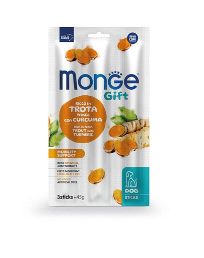 MONGE Dog Sticks Adult Forele ar kurkumu 45g