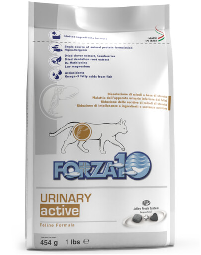 FORZA 10 Urinary Active Cat Nutraceutical Diet" urīnceļu problēmām kaķiem 454 g