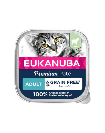 EUKANUBA Grain Free Adult Jēra gaļas pastēte 16 x 85 g