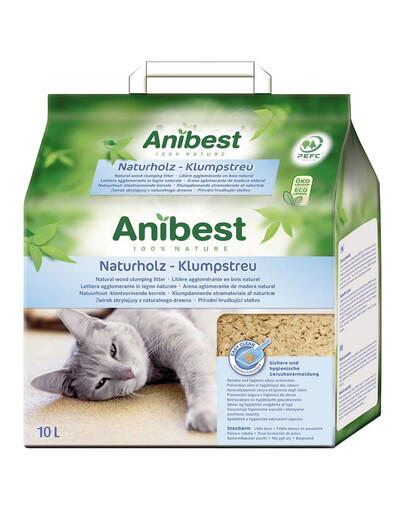 JRS Cat’s Best Anibest ECO dabīgie koksnes pakaiši 10 l (4,5 kg)