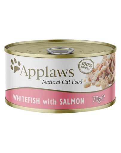 APPLAWS Cat Whitefish & Salmon baltā zivs un lasis 70g