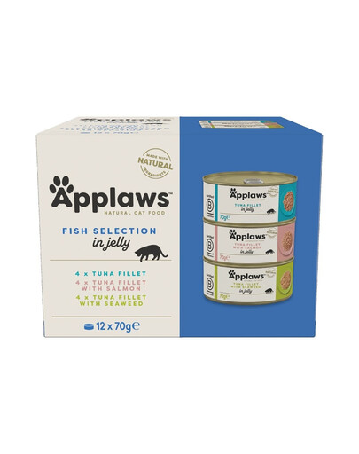 APPLAWS Cat Tin Fish Selection in Jelly Multipack 12x70g mitrā barība ar zivīm želejā kaķiem