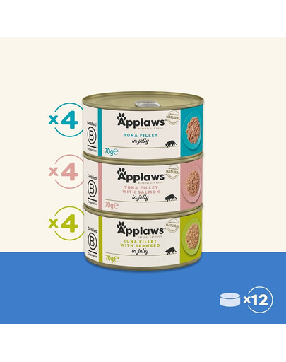 APPLAWS Cat Tin Fish Selection in Jelly Multipack 12x70g mitrā barība ar zivīm želejā kaķiem
