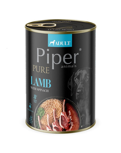 PIPER Pure jēra gaļa ar spinātiem 400g mitrā barība suņiem