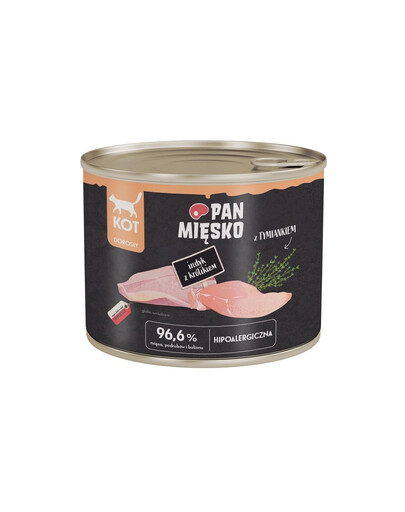 PAN MIĘSKO Hipoalerģiska mitrā kaķu barība ar tītaru un trušiem 200g