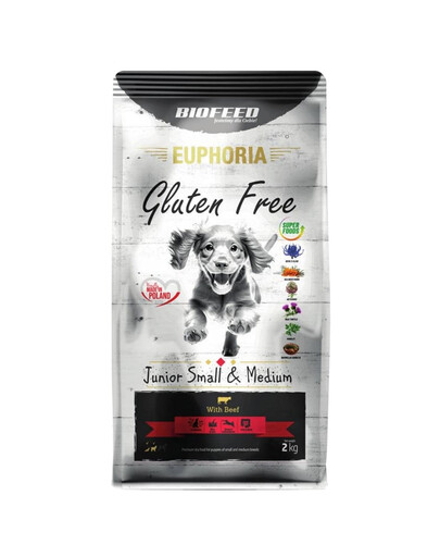 BIOFEED EUPHORIA Gluten Free ar liellopu gaļu maziem un vidējiem kucēniem 2 kg