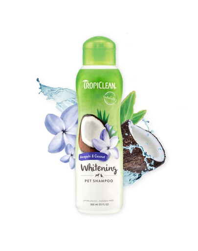 TROPICLEAN Awapuhi & Coconut Whitening Shampoo 355ml šampūns baltai un gaišai spalvai suņiem un kaķiem