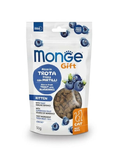 MONGE Kitten With yeast immune defense Forele ar brūklenēm 50 g