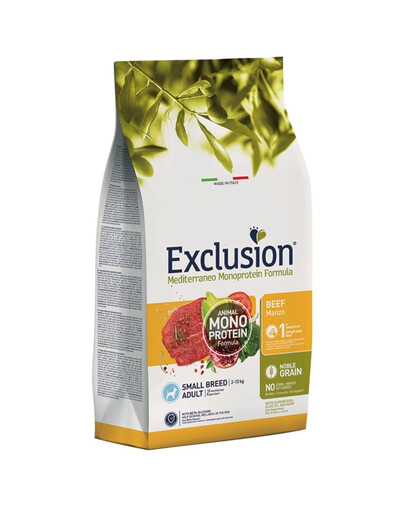 EXCLUSION MonoProtein Noble Grain mazo šķirņu suņu barība ar liellopu gaļu 2 kg