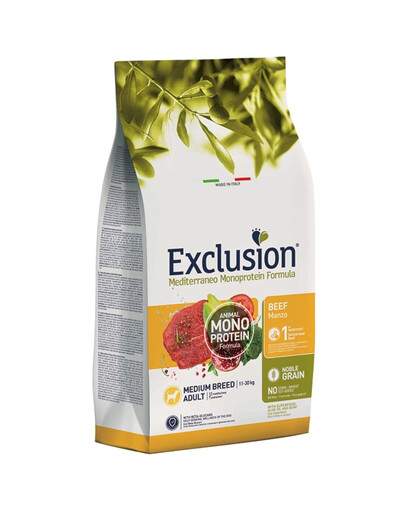 EXCLUSION MonoProtein Noble Grain barība ar liellopu gaļu vidējām šķirnēm 12 kg