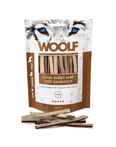 WOOLF Long Rabbit And Cod Sandwich 100g trušu sviestmaizes ar mencu