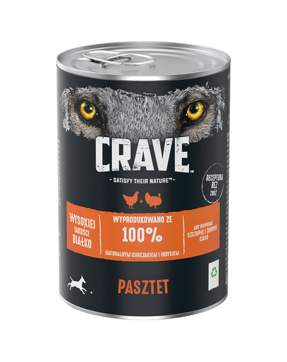 " CRAVE kanna 400 g - vistas un tītara pastēte (pilnvērtīga mitrā barība pieaugušiem suņiem bez graudiem) "