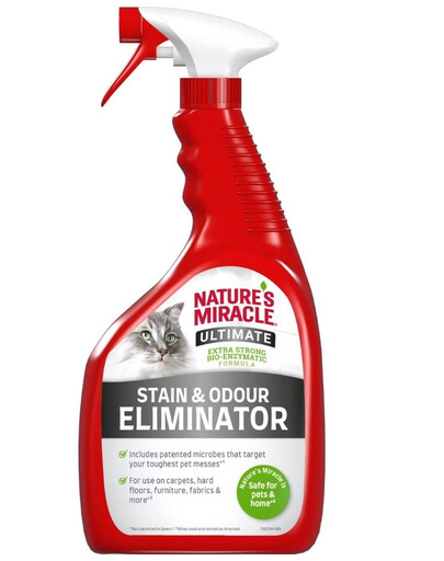 NATURE'S MIRACLE ULTIMATE Stain&Odour Remover Cat 946 ml spītīgu netīrumu noņemšanai no kaķiem