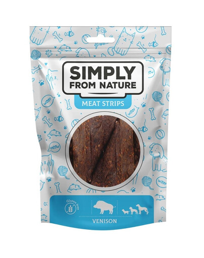 SIMPLY FROM NATURE gaļas strēmelītes medījuma gaļas strēmelītes suņiem 4 x 80 g (3+1 BEZMAKSAS)