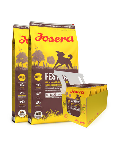 JOSERA Festival 2 x 12,5kg pieaugušiem nerātniem suņiem ar mērci + 5 x 900g BEZMAKSAS