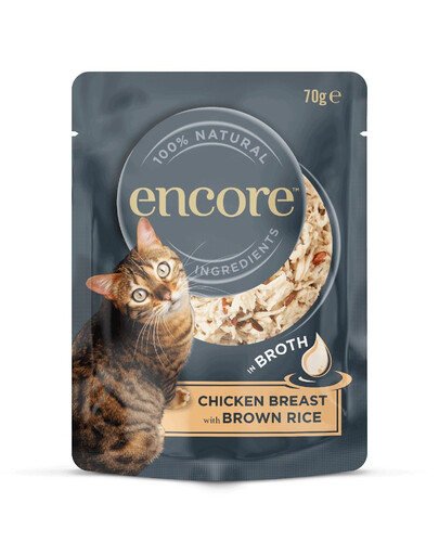 ENCORE Cat vistas gaļa ar brūno rīsu buljonā kaķiem 16x70g