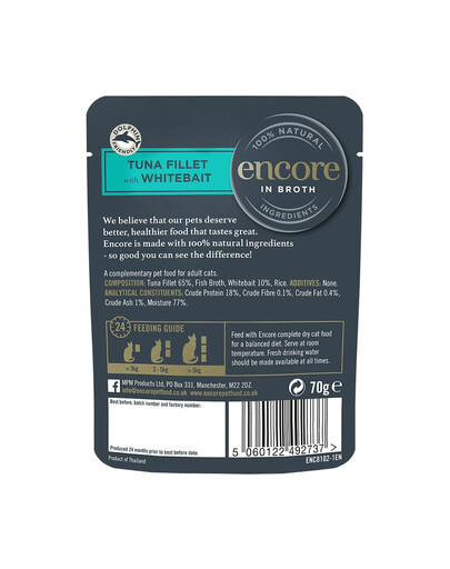 ENCORE Cat tuncis ar garspuru tunzivi buljonā kaķiem 16x70g