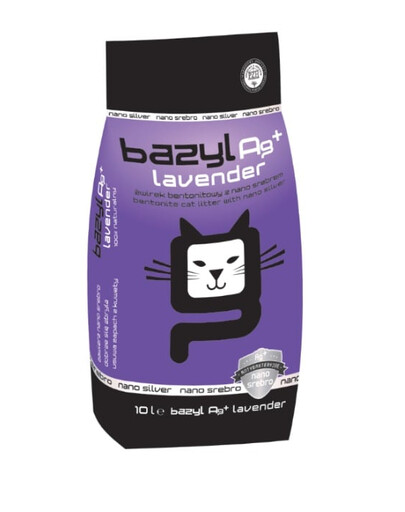 BAZYL Ag+ Lavender 10 L bentonīta pakaiši ar nano sudrabu, lavandas aromāts kaķiem