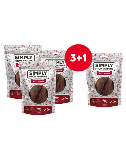 SIMPLY FROM NATURE Gaļas sloksnes Kazas gaļas sloksnes suņiem 4 x 80 g (3+1 BEZMAKSAS)