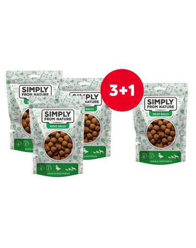 SIMPLY FROM NATURE Gaļas bumbiņas ar pīli un dārzeņiem suņiem 4 x 80 g (3+1 BEZ MAKSAS)