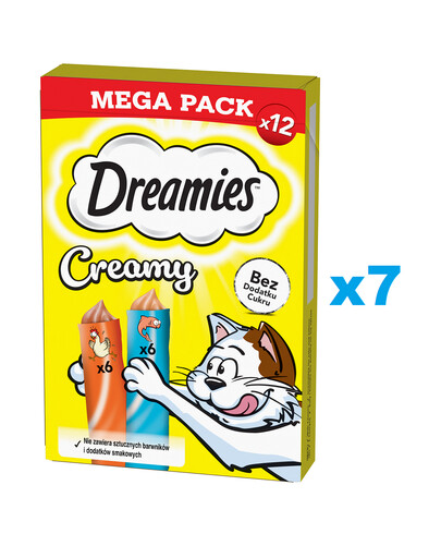 DREAMIES Creamy MEGA PACK vistas un laša papildbarība 84x10 g