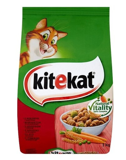 KITEKAT sausā kaķu barība ar liellopu gaļu un dārzeņiem 6x300g