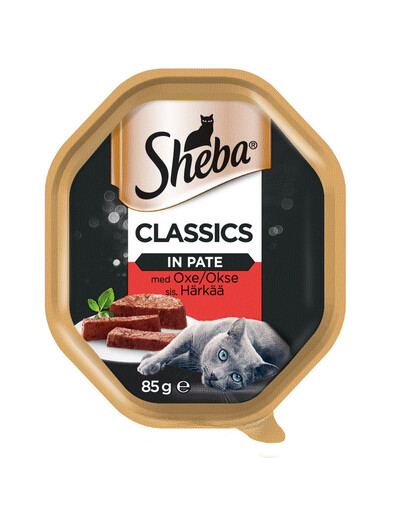 SHEBA Classics tacka 22x85 g mokra karma pełnoporcjowa dla dorosłych kotów z wołowiną w terynie