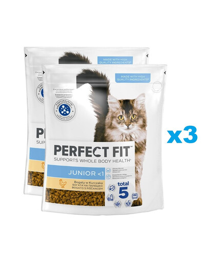 PERFECT FIT Junior 6x750 g sucha karma pełnoporcjowa dla kociąt bogata w kurczaka