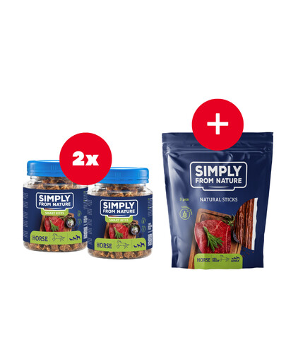 SIMPLY FROM NATURE Smart Bites Horsemeat Trainers suņiem 2 x 130 g + kārums BEZMAKSAS