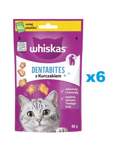 WHISKAS Dentabites 6x40 g zobu ārstēšana pieaugušiem kaķiem