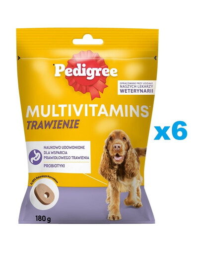PEDIGREE Multivitamins Trawienie karma uzupełniająca na trawienie dla dorosłych psów smak kurczaka 6x180 g