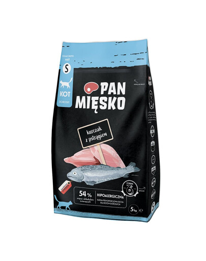 PAN MIĘSKO Vistas gaļa ar foreli kaķiem čipsi S 5 kg