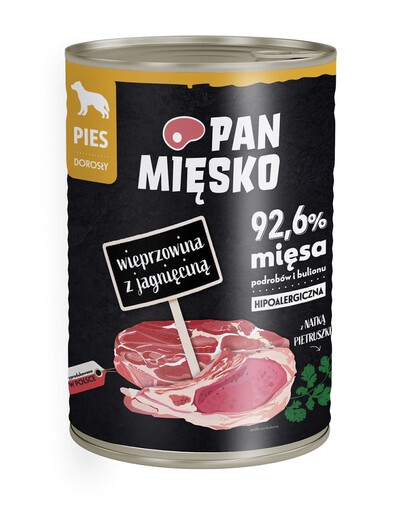 Cūkgaļa ar jēra gaļu mitrā barība suņiem 400 g