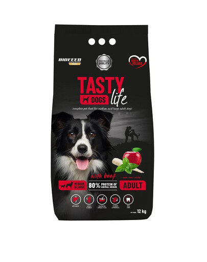 TASTY LIFE Premium z wołowiną dla psów średnich i dużych ras 12 kg