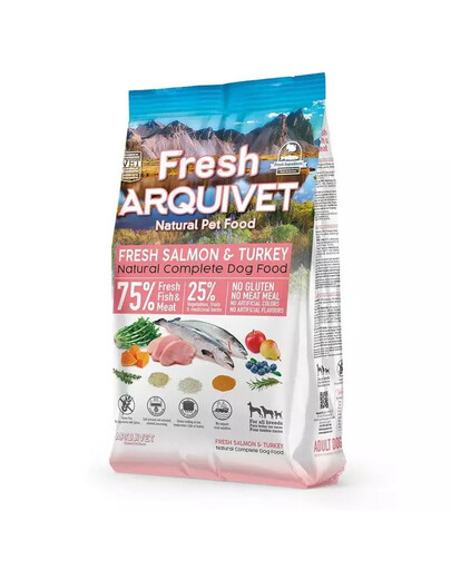 ARQUIVET Svaiga puslīdz mitra barība suņiem laši ar tītaru 2,5 kg
