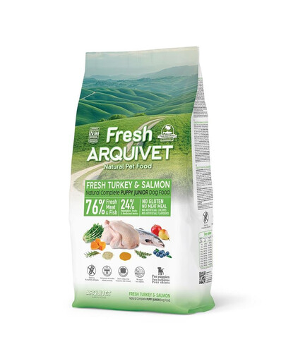 ARQUIVET Fresh Puppy Junior pusmīkstā barība kucēniem ar tītaru un lasi 10 kg