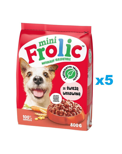 FROLIC Mini Naturally Irresistible 5x800 g Mazo šķirņu suņu barība ar svaigu liellopu gaļu, daļēji mitra