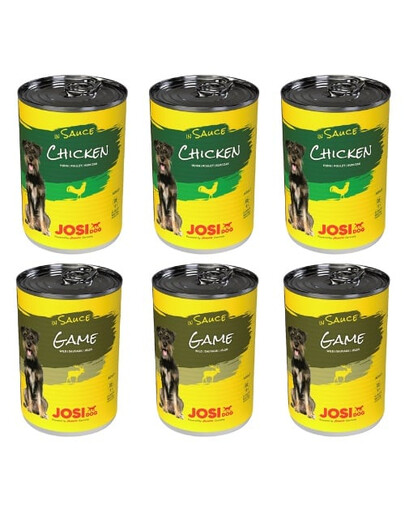 JOSERA JosiDog Jauktas garšas mērcē pieaugušiem suņiem 6x415g vistas un brieža gaļa