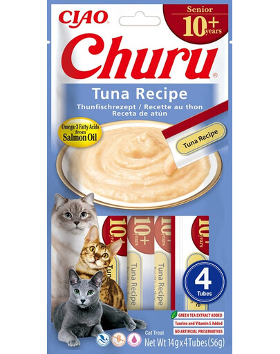 INABA Churu Cat Senior Tuna 4x14g krēmveida tunča garšas kārums vecākiem kaķiem