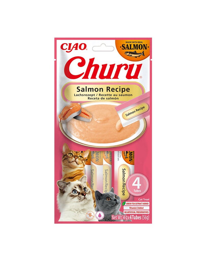INABA Churu Cat Salmon 4x14g krēmveida laša garšas našķi kaķiem