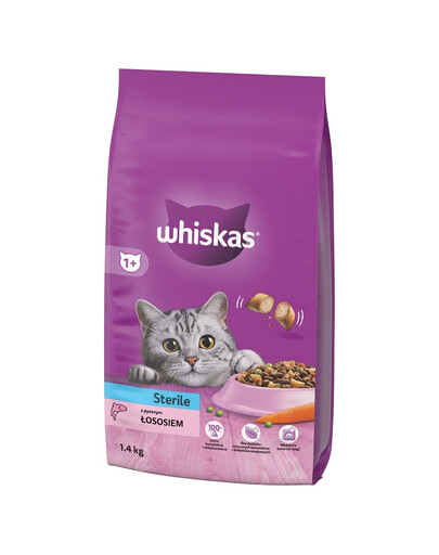 WHISKAS Sterile ar lasi 1,4 kg sausā barība kaķiem pēc kastrācijas