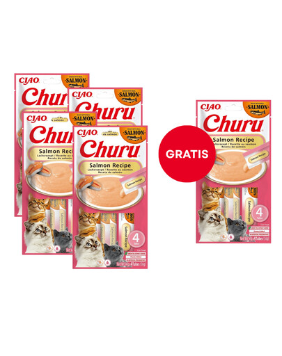 INABA Churu Cat Salmon 4x14g Krēmveida kārums kaķiem ar laša garšu (4+1 BEZMAKSAS)
