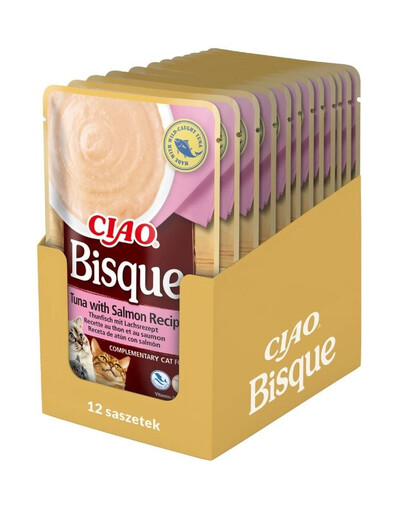 INABA CIAO Bisque Zupa krem z tuńczyka i łososia dla kotów 12x40g