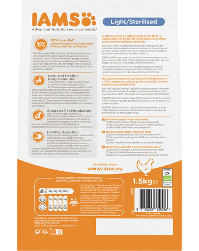 IAMS for Vitality Sterilised karma dla kotów dorosłych po kastracji z kurczakiem 1,5 kg