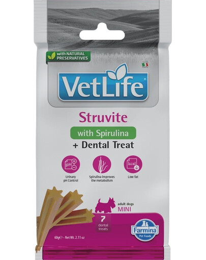 FARMINA Vet Life Dental Treat Struvite Mini 60 g (7 szt) zobārstniecības gardumi mazo šķirņu suņiem