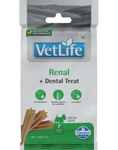 FARMINA Vet Life Dental Treat Renal Mini 60 g (7 szt) zobārstniecības gardumi mazo šķirņu suņiem