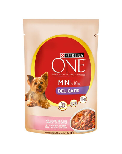 ONE Mini Delicate łosoś, ryż, marchewka w sosie 20 x 100 g dla psów wrażliwych ras małych