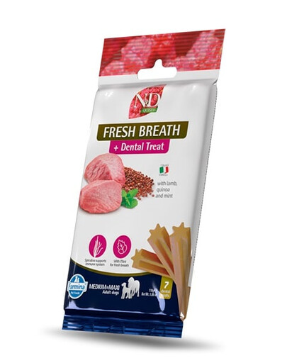 FARMINA N&D Quinoa Dental Treat Fresh breath Medium/Maxi 100 g (7 szt) zobu ārstēšana vidējiem un lieliem suņiema