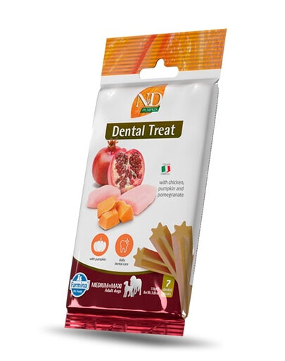 FARMINA N&D Pumpkin Dental Treat Chicken Pomegranate Medium/Maxi 100 g (7 gab.) zobu kārums vidējiem un lieliem suņiem